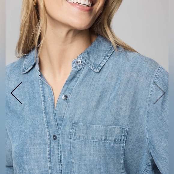 Splendid Sz M Reese Indigo Button Down Shirt - Picture 4 of 10